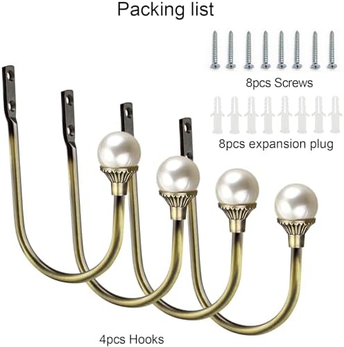 COCIVIVRE 4 Pack Curtain Holdbacks Wall Mounted Curtain Tiebacks Hooks Plastic - Image 4