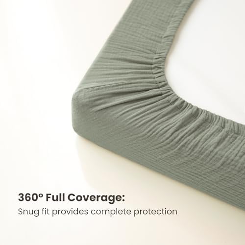Konssy 100% Cotton Muslin Changing Pad Cover 2 Pack - Image 5