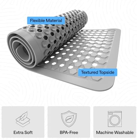 GORILLA GRIP Bath Tub Shower Mat, Bathtub Floor Liner, 35x16 Gray Opaque - Image 4