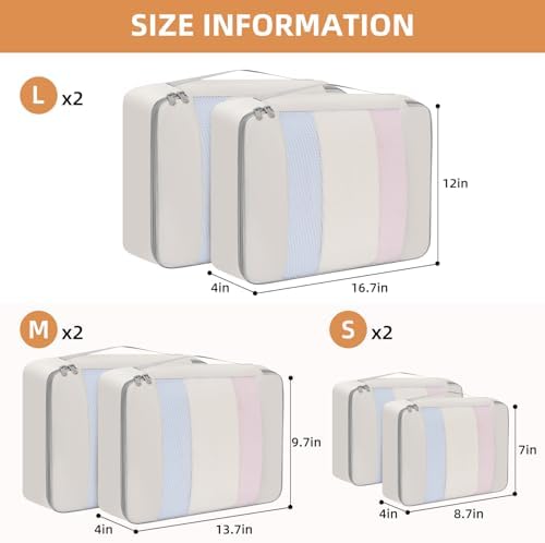 BAGAIL 6 Set/8 Set/10 Set Packing Cubes Various Sizes Packing Organizer - Image 3