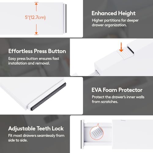 Lifewit 5" Tall Upgrade Drawer Dividers, Adjustable Deep Drawer Organizer - Image 6