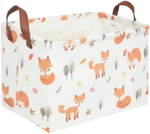 Rectangle Fox Basket, Collapsible canvas waterproof storage basket, Toy by FXOCSHE