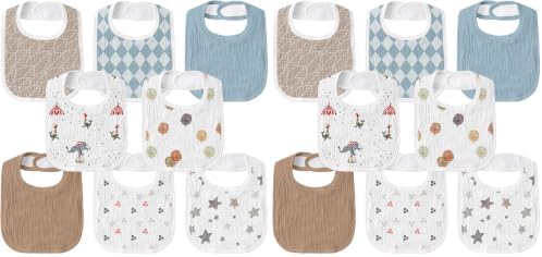 Baby Muslin Bibs 16 Pack, Drooling and Teething Bibs by GLLQUENBABY