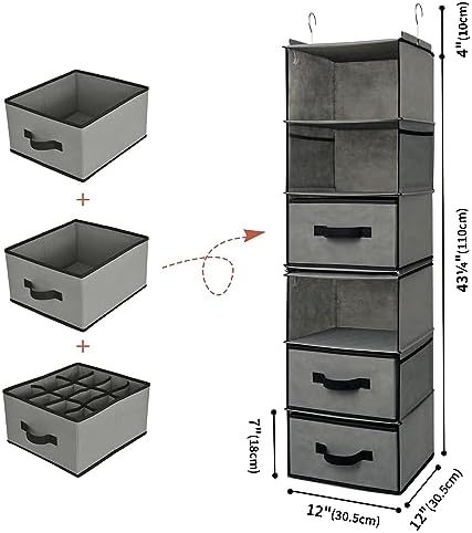 GRANNY SAYS Hanging Closet Organizer, 5 Drawers, 6 Shelves, 4 Pockets - Image 3
