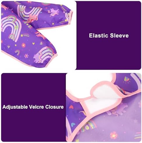 Accmor 3 Pack Long Sleeve Bibs, Baby Smock Waterproof Sleeved Bib Smock - Image 3