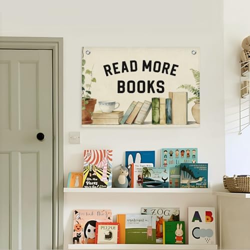 Lacama Reading Nook Decor Read More Books Linen Banner - Image 4