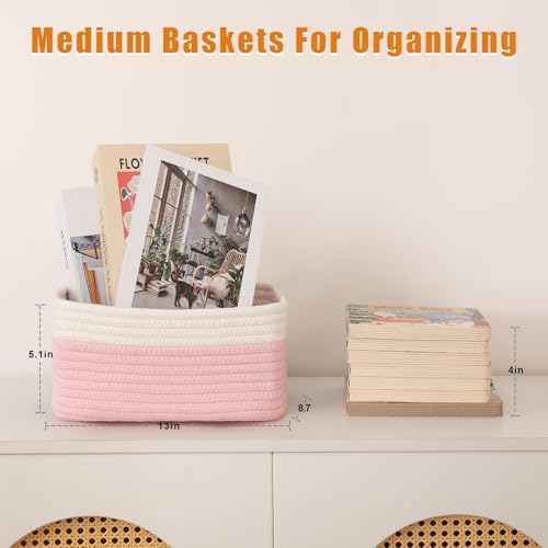 OIAHOMY 4 Pack Storage Baskets for Organizing, Small Bins for Shelves, Cute - Image 2