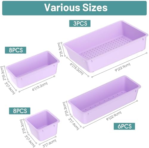 25 PCS Plastic Drawer Organizer Set, Makeup Organizers and Storage Bins - Image 2