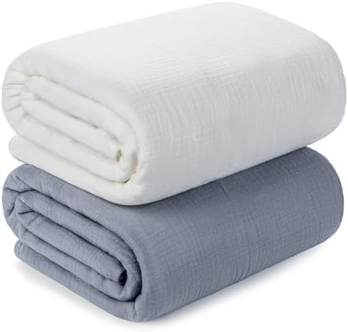 Muslin Swaddle Blankets for Newborn, 2 Pack Breathable Soft Receiving Blanket by GUNTAIL