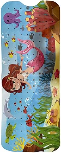 ENKOSI Non-Slip Bath Mat and Shower Mat 40x16 Extra Long, Mermaid Print by ENKOSI
