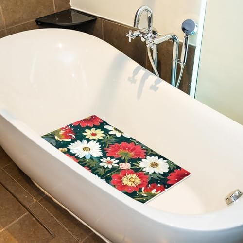 Shower Mat Non Slip, Colorful Flowers Anti Slip Bath Mat - Image 5