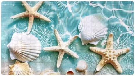 Shower Mat Non Slip 26.8 x 15.1 Inches, Beach Starfishes Shell Bathtub Mat by Anna+Cowper