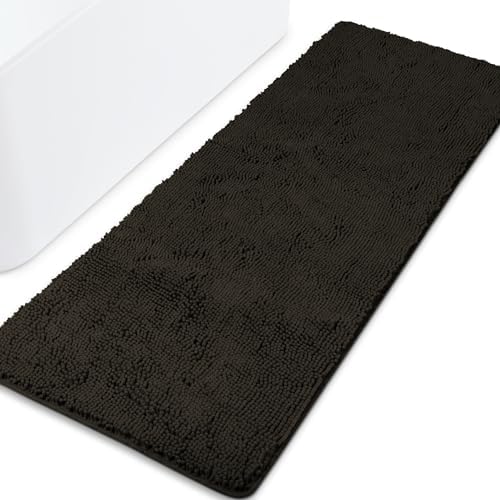 Yeaban Chenille Chocolate Brown Bathroom Runner Rug 24"x72" by Yeaban