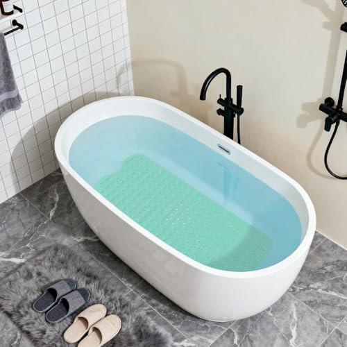 Anti-Slip Bathtub Shower Mat 40×16 Inch Turquoise Green - Image 5