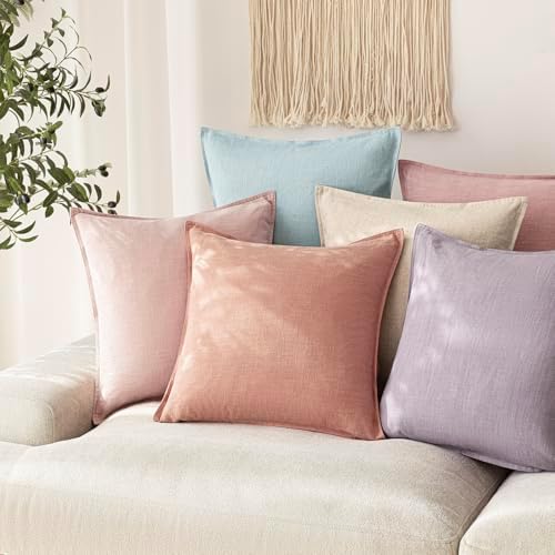 Foindtower Decorative Linen Lumbar Throw Pillow Covers 12x20 Coral Pink - Image 5