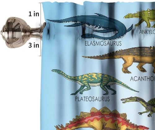 Dinosaur Valance Curtains for Boys Girls Room, ABC Alphabet Dinosaur Pattern - Image 4