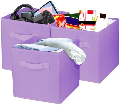 3 Pcs Storage Cubes, 10.5 Inch Collapsible Storage Bins, Fabric Foldable Bins by Zuihug