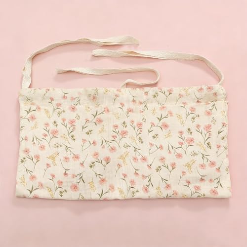 Baby Bedside Hanging Storage Bag Muslin Cotton Floral, Crib Diaper Caddy - Image 6