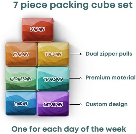 Packing Cubes for Kids & Baby Days of the Week 7 Set Daily Outfit Suitcase - Image 5