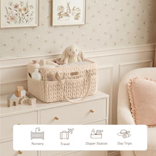 Konssy Baby Diaper Caddy Organizer, Braided Quilted Design - Image 6