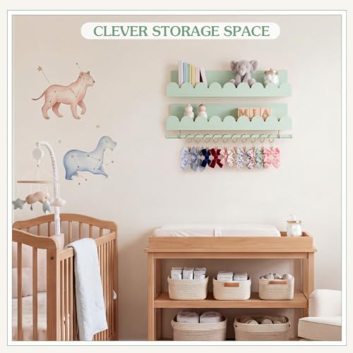 Qunclay Nursery Floating Shelves Headband and Bow Holder - Image 7