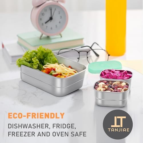 Tanjiae 3 CUP+1 CUP Stainless Steel Lunch Snack Containers Set | Leak Proof 304 - Image 4
