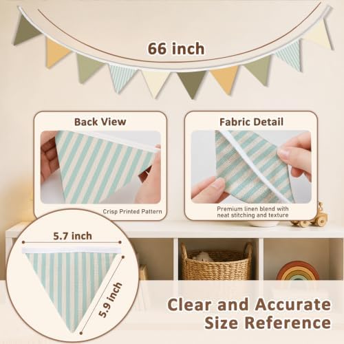 Neutral Nursery Classroom Decor Banner Sage Green Garland Flags - Image 3