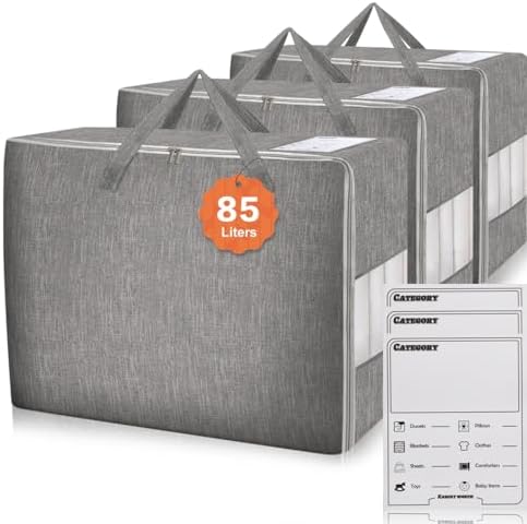 3 Pack 85L Comforter Storage Bags, Extra Large Bedding Storage Bags by Karceyworth