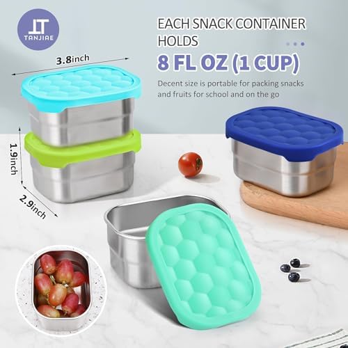 Tanjiae 4Pack 8oz Small Stainless Steel Snack Containers - Image 4