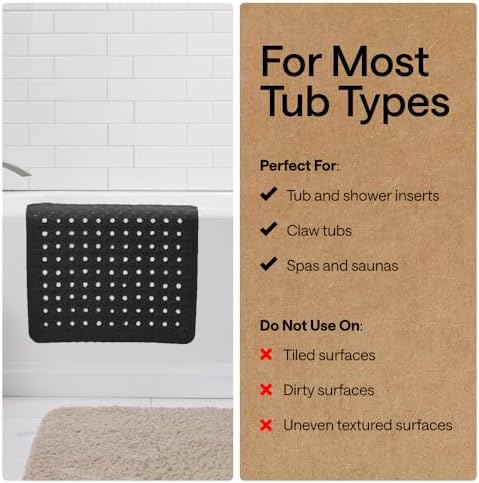 GORILLA GRIP Bath Tub Shower Mat, Bathtub Floor Liner, 35x16 Black - Image 5