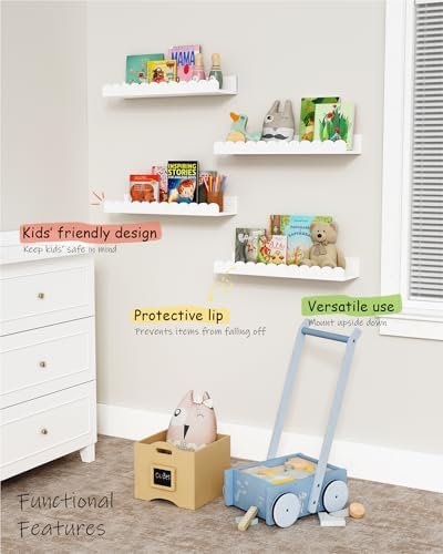 White Scalloped Nursery Floating Shelves - Image 6