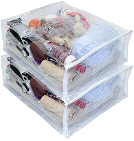 2-Pack Heavy Duty Vinyl Zippered Closet Square Storage Bags by OrehHomewares