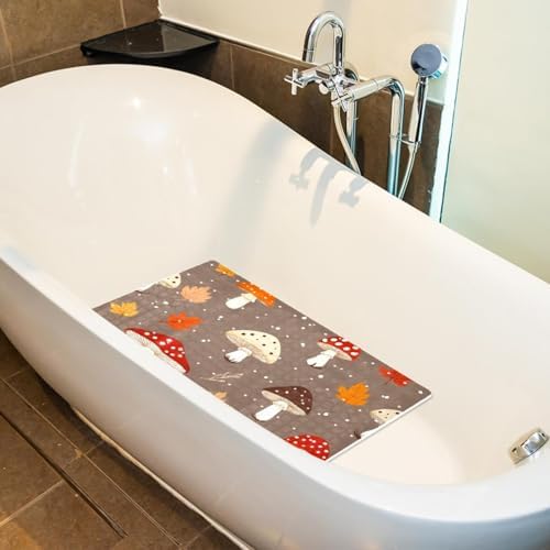 Bathtub Mat Non Slip 26.8x15.1In, Forest Mushrooms Bath Mat - Image 5