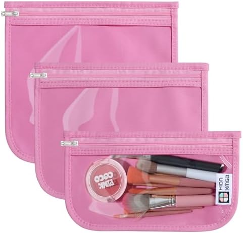 HIONXMGA Set of 3 Clear Travel Toiletry Bag, TSA Approved, Quart Size S/M/L by HIONXMGA