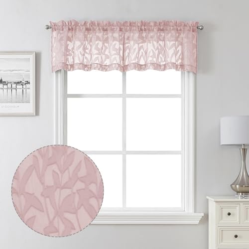 Lecloud Leia Jacquard Textured Blush Pink Curtains Sheer Valances by Lecloud