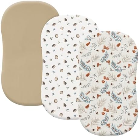 PHF 3 Pack Soft Bassinet Sheets, Leaf&Mushroom Breathable Comfy Cradle Sheets by PHF