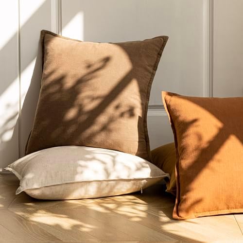 Foindtower Linen Solid Decorative Throw Pillow Covers 18x18 Cocoa Brown - Image 5