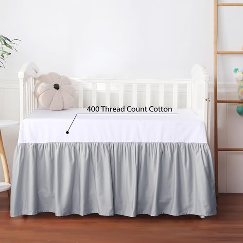 Crib Skirt Dust Ruffle, 100% Egyptian Cotton 400 Thread Count Soft Breathable - Image 4