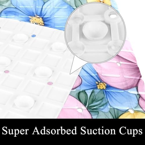 Bathtub Mat Non Slip 26.8x15.1 Inch, Flowers Shower Mat - Image 3