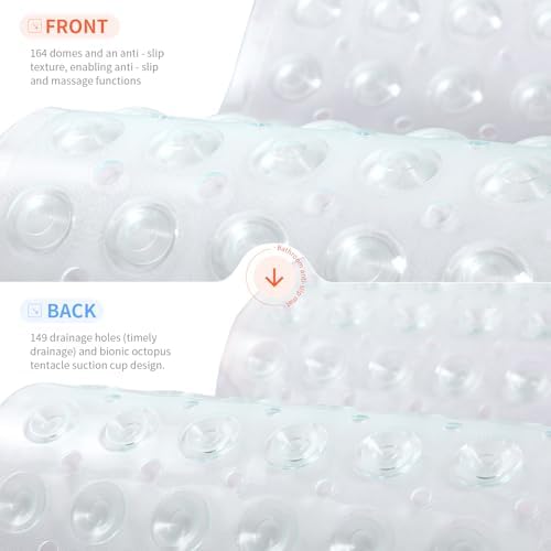Anti-Slip Bathtub Shower Mat 21×21 Inch Clear White - Image 2
