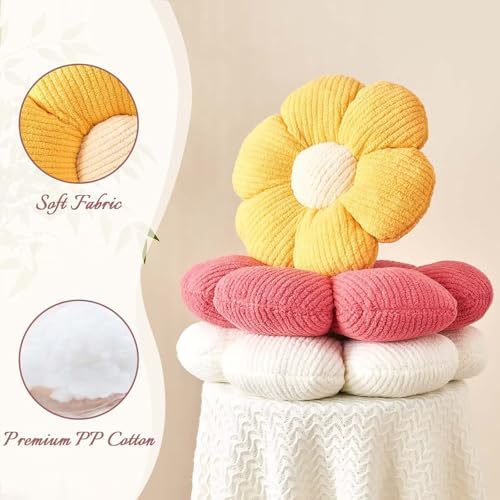 Kcvvcr Flower Throw Pillow, Soft White 14.9" Shaped Floor Pillow - Image 4