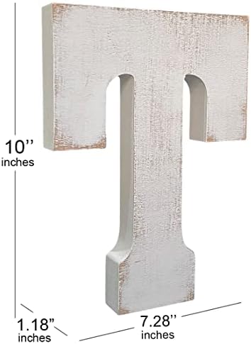 ABELOTS Large Wood Alphabet Wall Decor Distressed White Wash Monogram Letter - Image 3