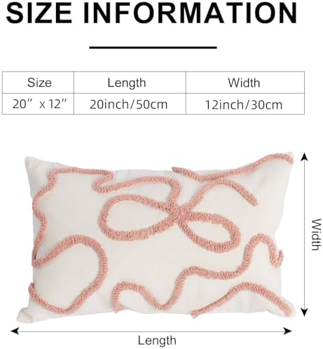 Pink Coquette Bow Throw Pillow Cover 12x 20, Boho Tufted Neutral Linen Pillow - Image 6