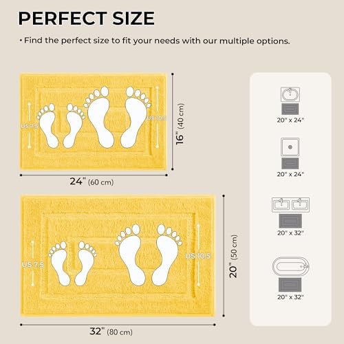 GRANNY SAYS Yellow Bathroom Rugs Set 2 Piece, Non Slip Bath Mats - Image 2