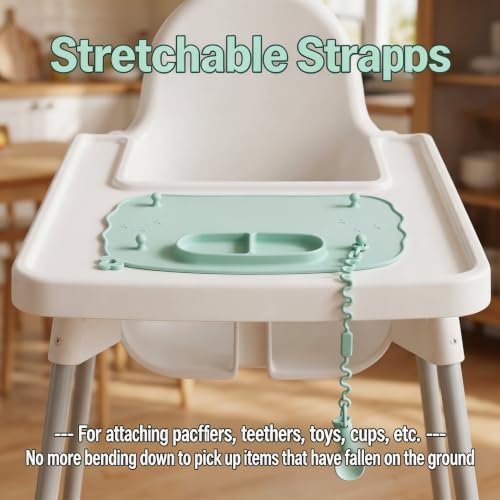 2-Pack Silicone Baby Mats with 8 Stretchable Straps & Suction Cups - Image 5