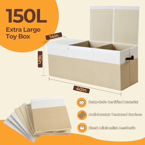 Extra Large Toy Box with Lid, Collapsible Toy Storage Chest - Image 2