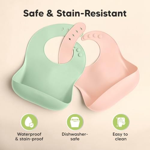 KeaBabies 2-Pack Silicone Bibs for Babies, Toddlers Girl - Image 6
