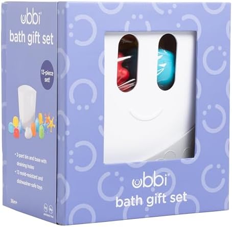 Ubbi Baby Bath Time Essential Gift Set, Includes Drying Bin and 11 Bath Toys by Unknown