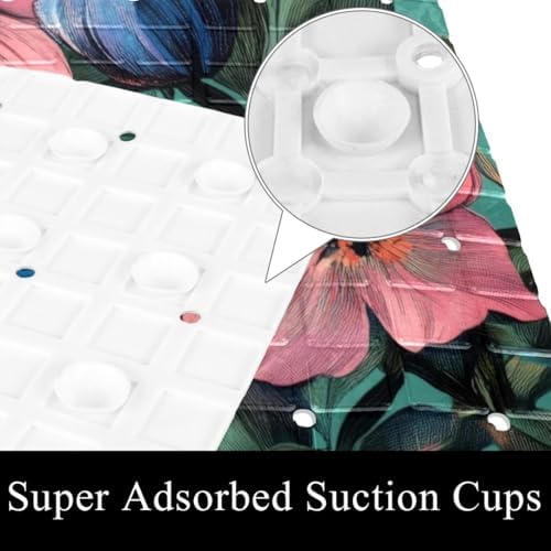 Bathtub Mat Non Slip 26.8x15.1 Inch, Florals Vintage Shower Mat - Image 3