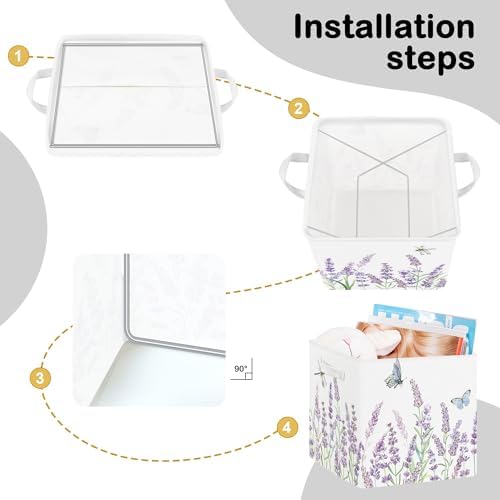 11.8" Wild Flower Storage Cube Organizer Set 3Pcs Clothes Storage Basket Bin - Image 7